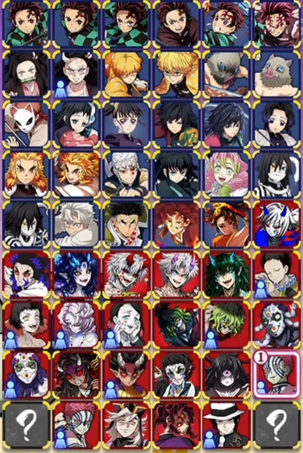 Demon Slayer Mugen character select screen - full roster